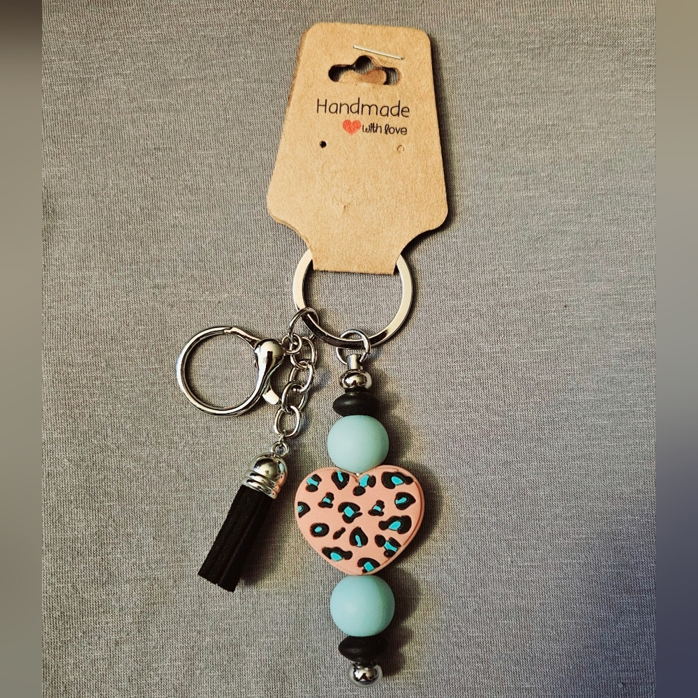 Handmade Heart Beaded Tassel Bag Charm